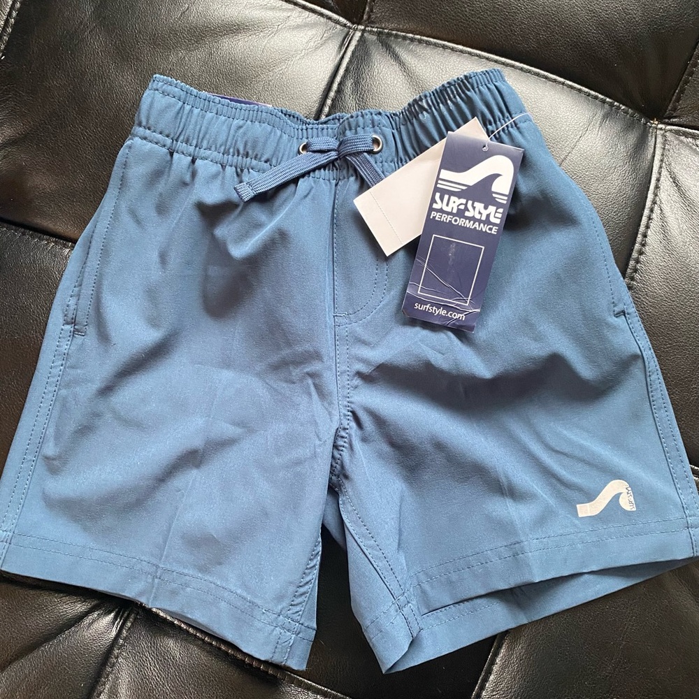 Boys Blue surf style Performance Swim Trunks NWTS